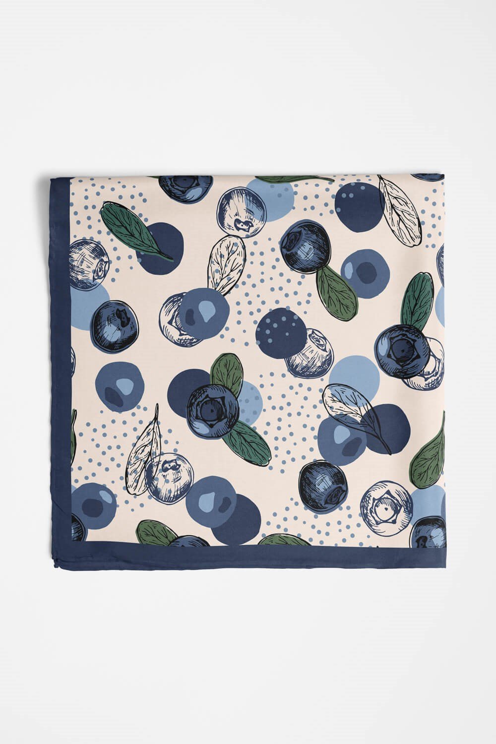 %100 İpek Blueberry Desenli Kadın Bandana