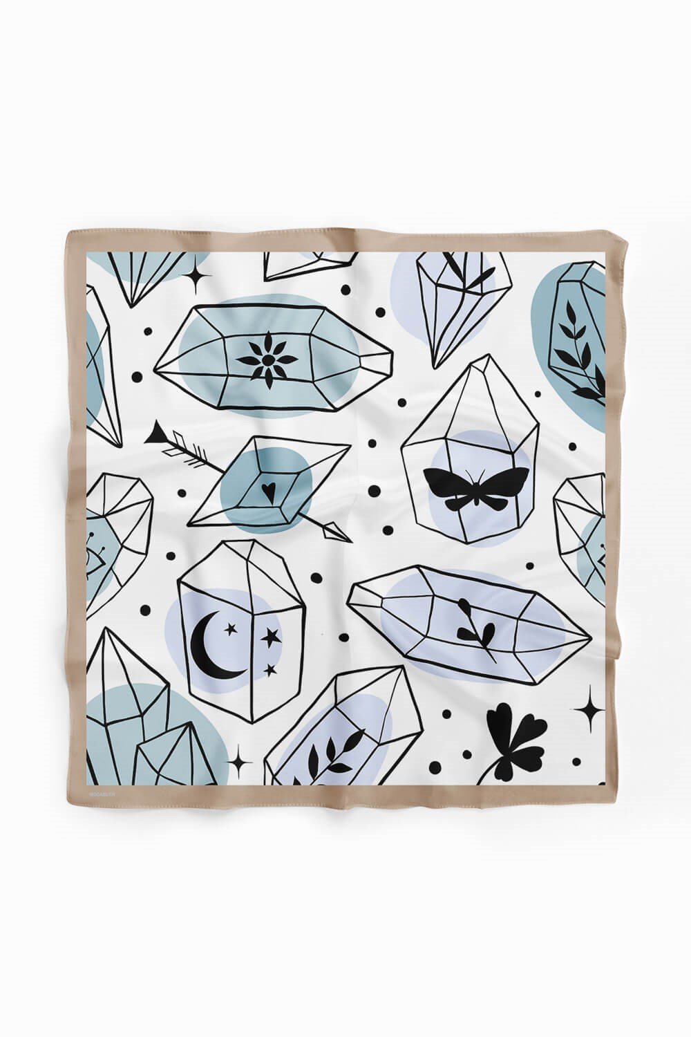 Violla Y11 Kadın Geometrik Desenli Bandana 50x50 Siyah Beyaz Mavi DG0474-22