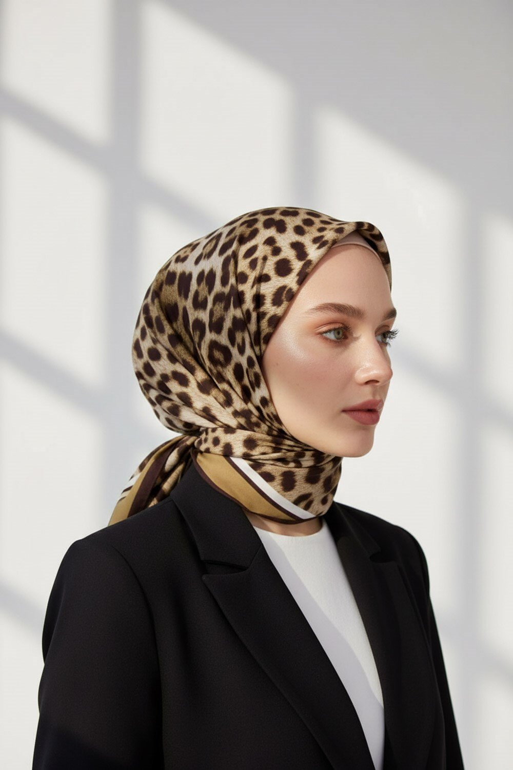 KREP LEOPAR DESENLİ GOLD RENKLİ 75X195 KIRIŞMAZ ŞAL