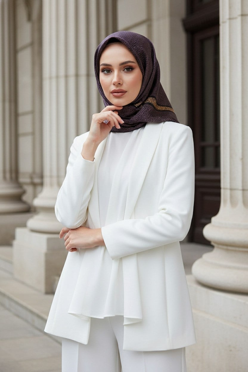 % 57 İPEK % 43 VİSKON Twill İpek Geometrik Desenli Gül Kurusu - Siyah Renkli 90x90 Eşarp Dikim Şekli : El Dikişi