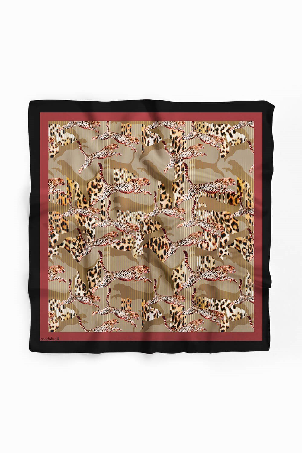 Violla E53 Kadın Kahve Vizon Animal Desenli 50x50 Bandana
