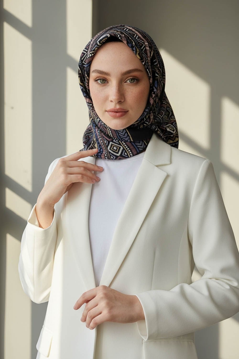 % 57 İPEK % 43 VİSKON Twill İpek Etnik Desenli Gül Kurusu - Siyah Renkli 90x90 Eşarp Dikim Şekli : El Dikişi