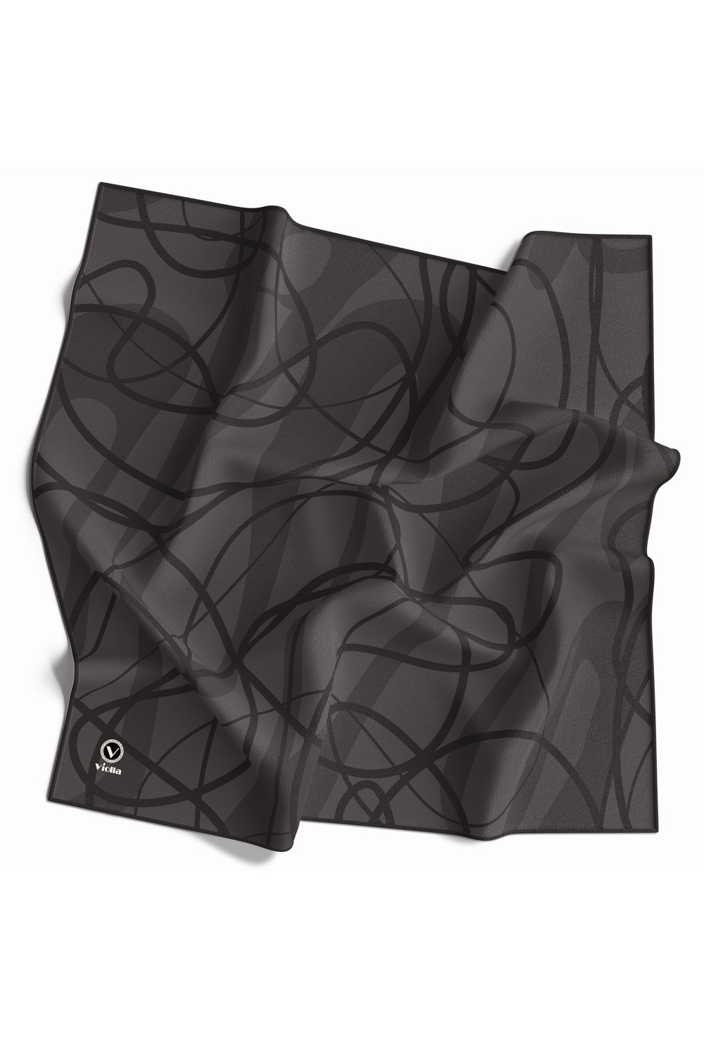 Twill Karışık Çizgi Desenli Lila Renkli 90x90 Eşarp (İpek İçermez) Kenar Dikiş Şekli El Dikişli