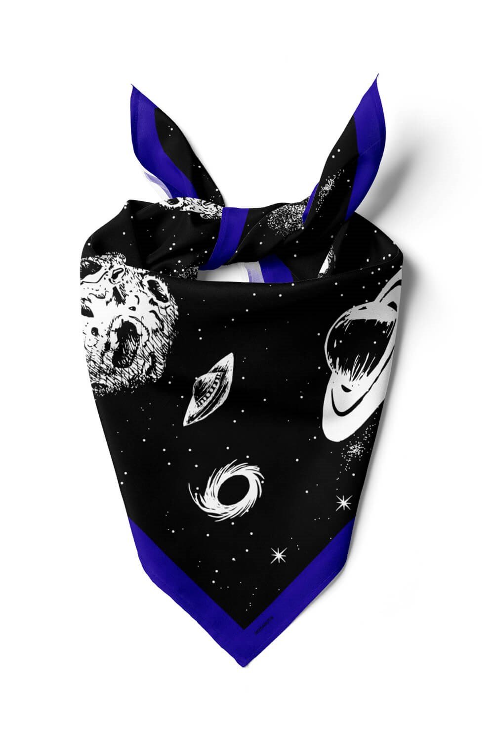 Violla Z96 Kadın Gezegen Desenli Bandana 50x50 Siyah Beyaz DG0320-22