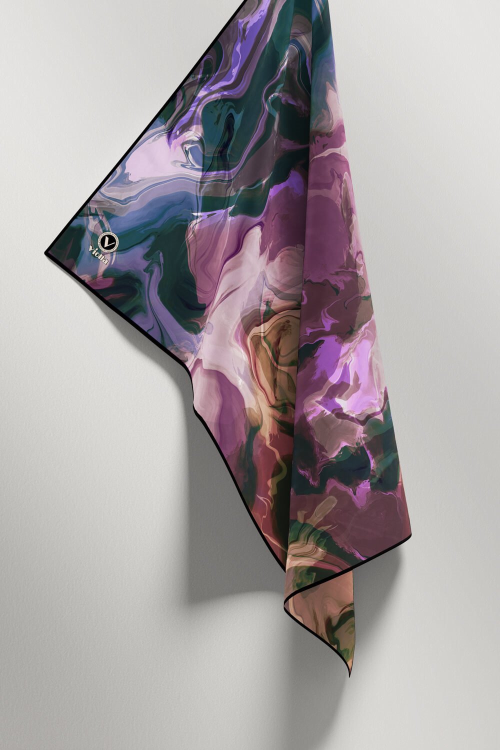 Twill Batik Desenli Petrol Yeşili Renkli 90x90 Eşarp (İpek İçermez) Kenar Dikiş Şekli El Dikişli