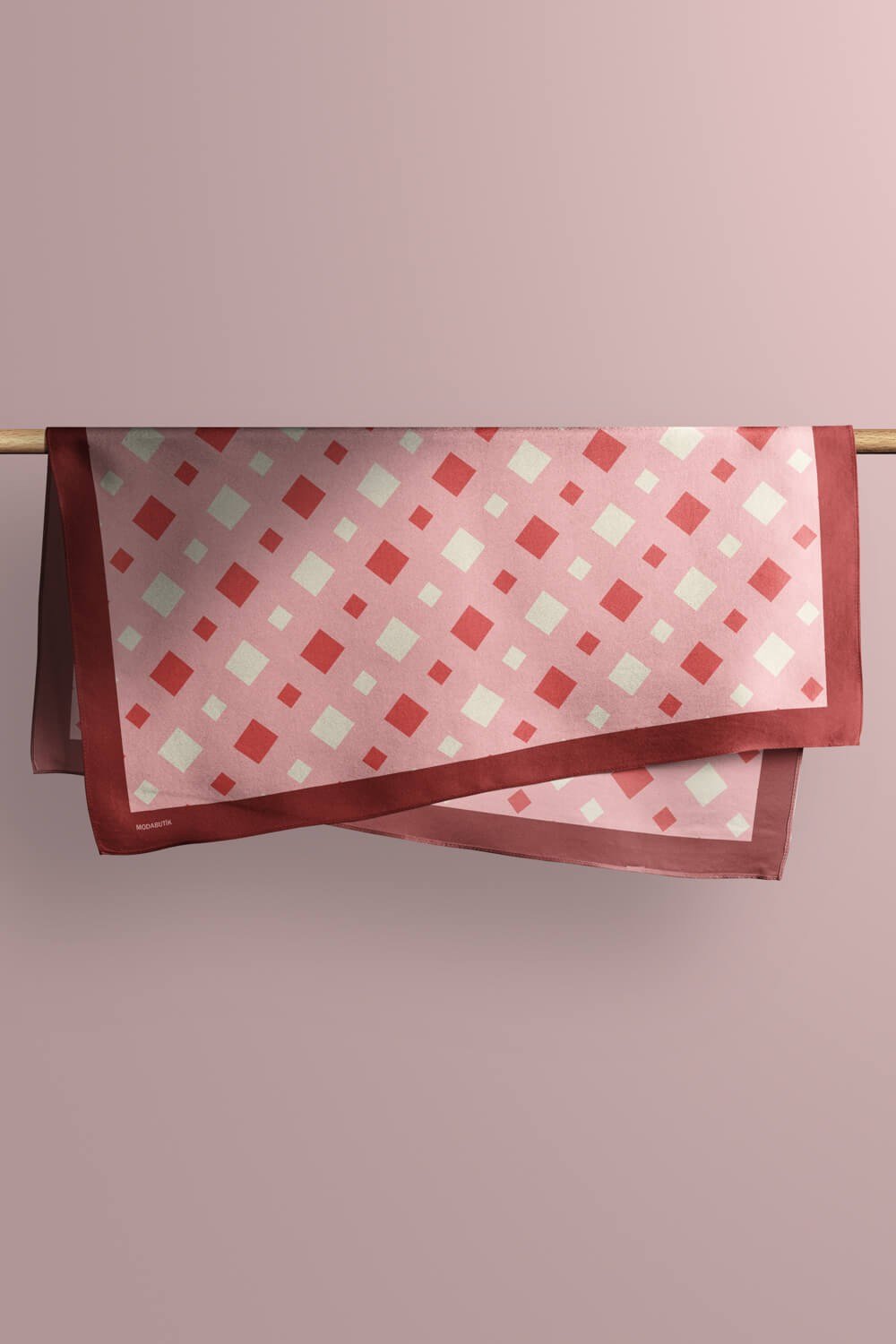 Violla D44 Kadın Kareli Desenli Bandana 50x50 Kırmızı DG0281-22