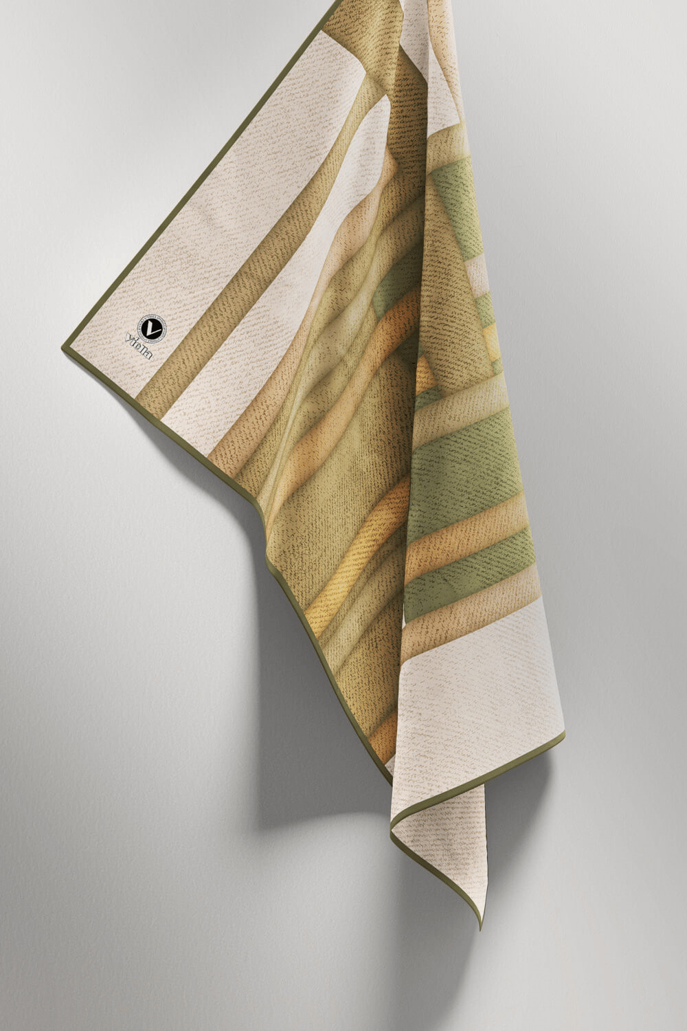 Twill Renkli Şerit Desenli Haki Renkli 90x90 Eşarp (İpek İçermez) Kenar Dikiş Şekli El Dikişli