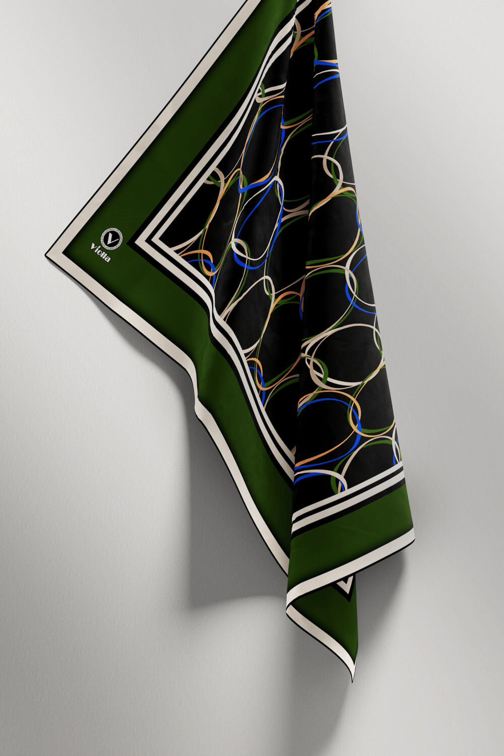 Twill Halka Desenli Zümrüt Yeşili Renkli 90x90 Eşarp (İpek İçermez) Kenar Dikiş Şekli El Dikişli