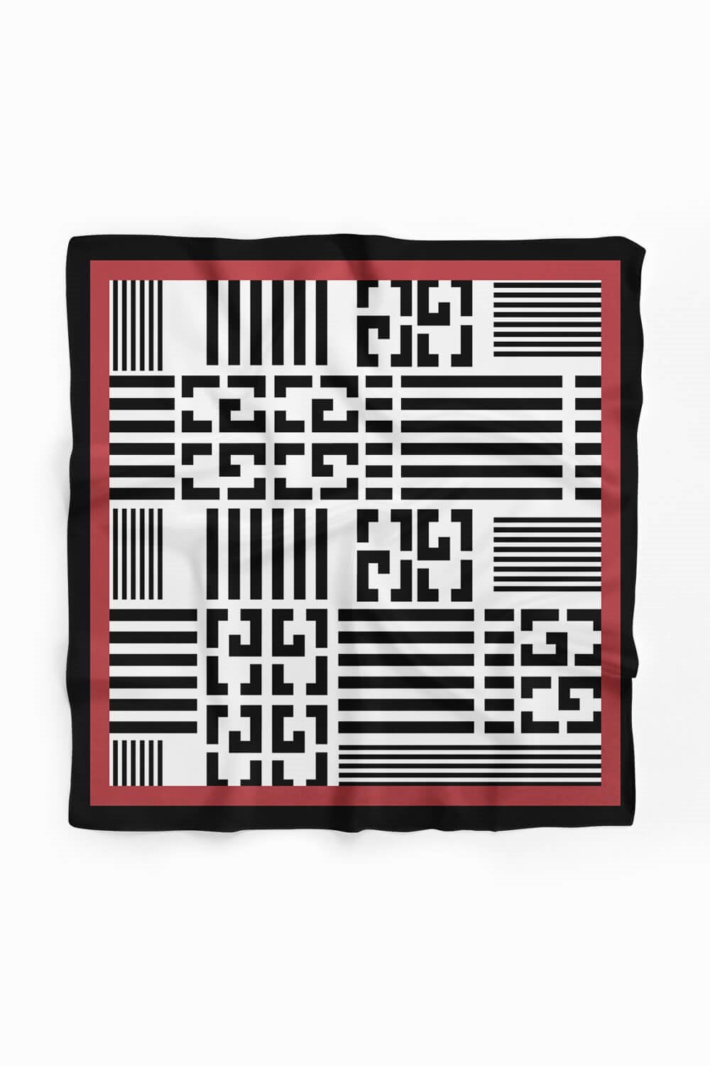 Kadın Siyah Beyaz Geometrik Desenli 50x50 Bandana HYL DG01510-22
