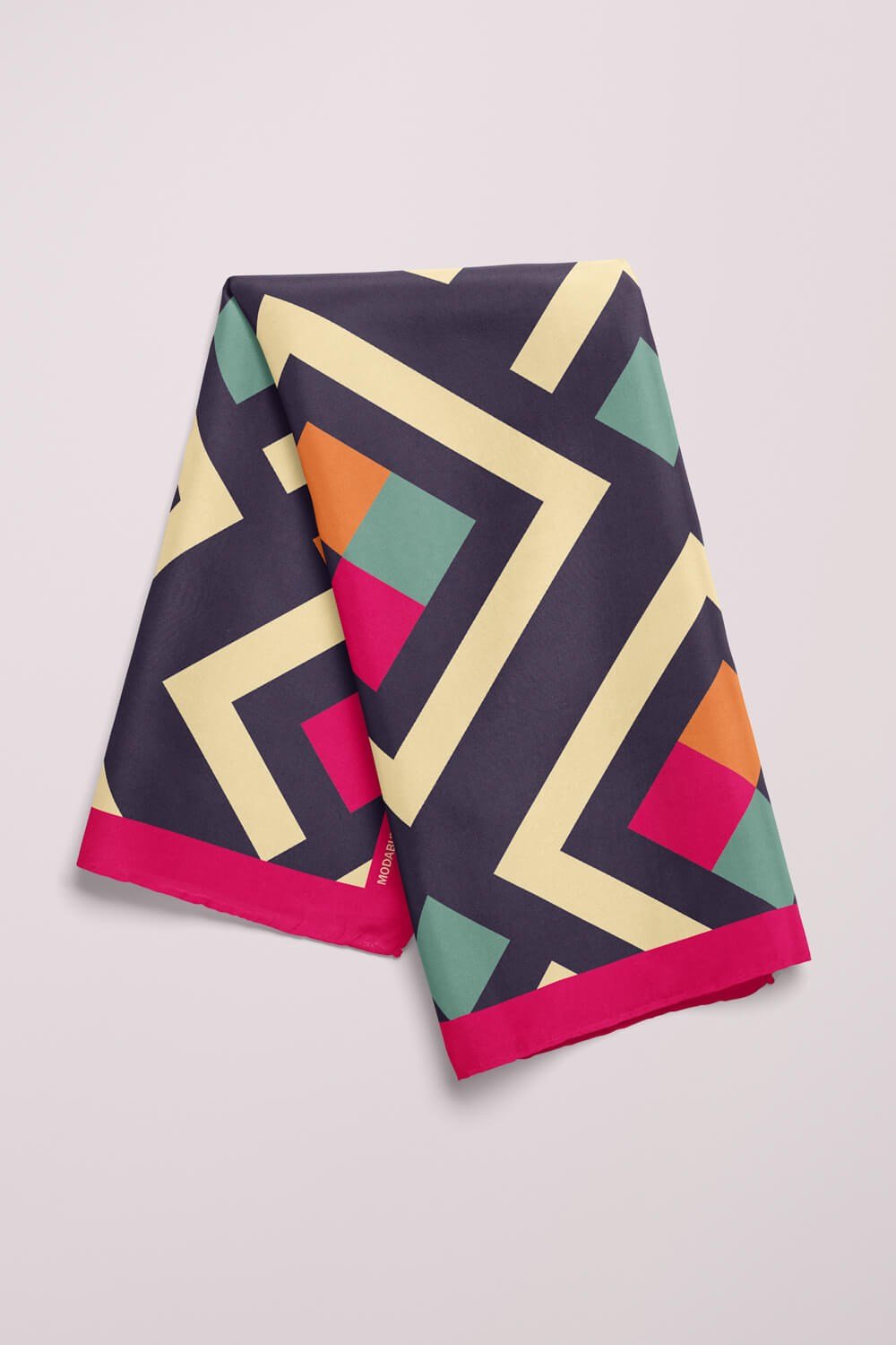 Violla V48 Kadın Geometric Desenli Bandana 50x50 Mavi DG0119-22