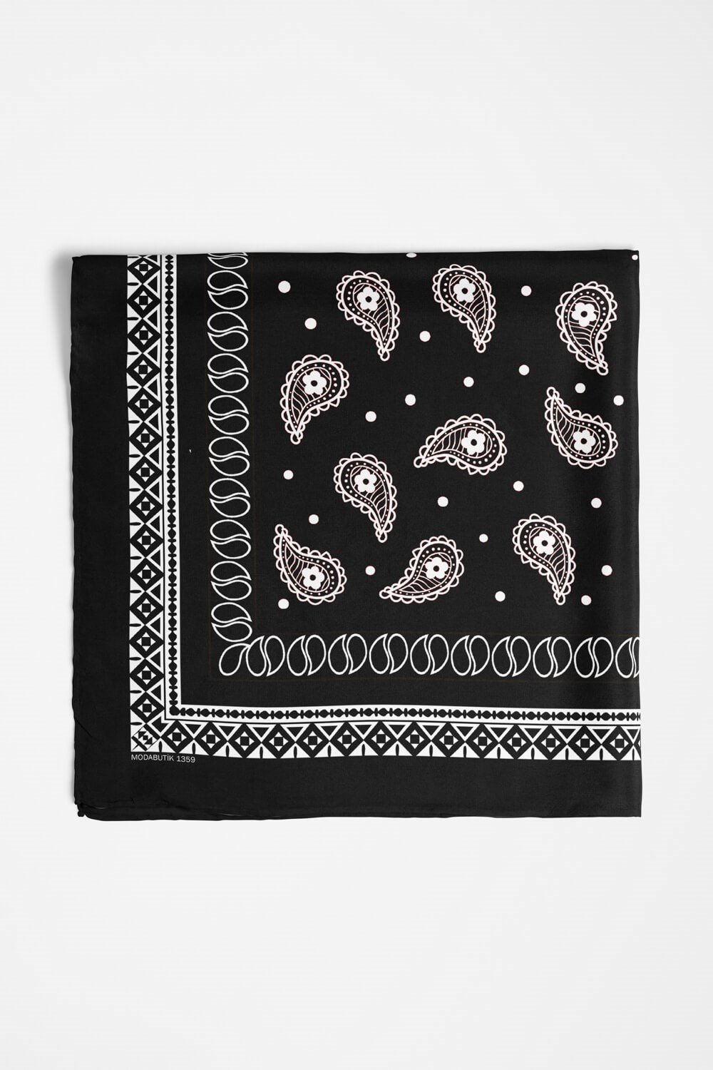 Violla F46 Kadın Siyah Beyaz Şal Desenli 50x50 Bandana HYL DG01359-22