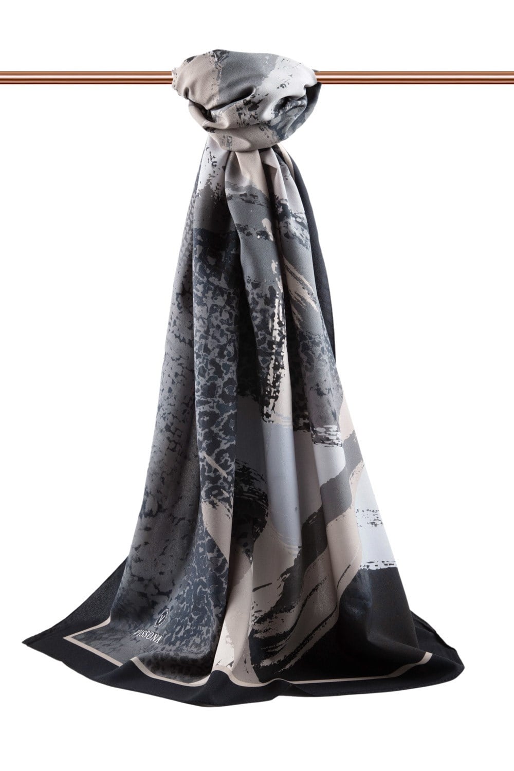 KREP LEOPAR DESENLİ SİYAH - GRİ RENKLİ 75X195 KIRIŞMAZ ŞAL