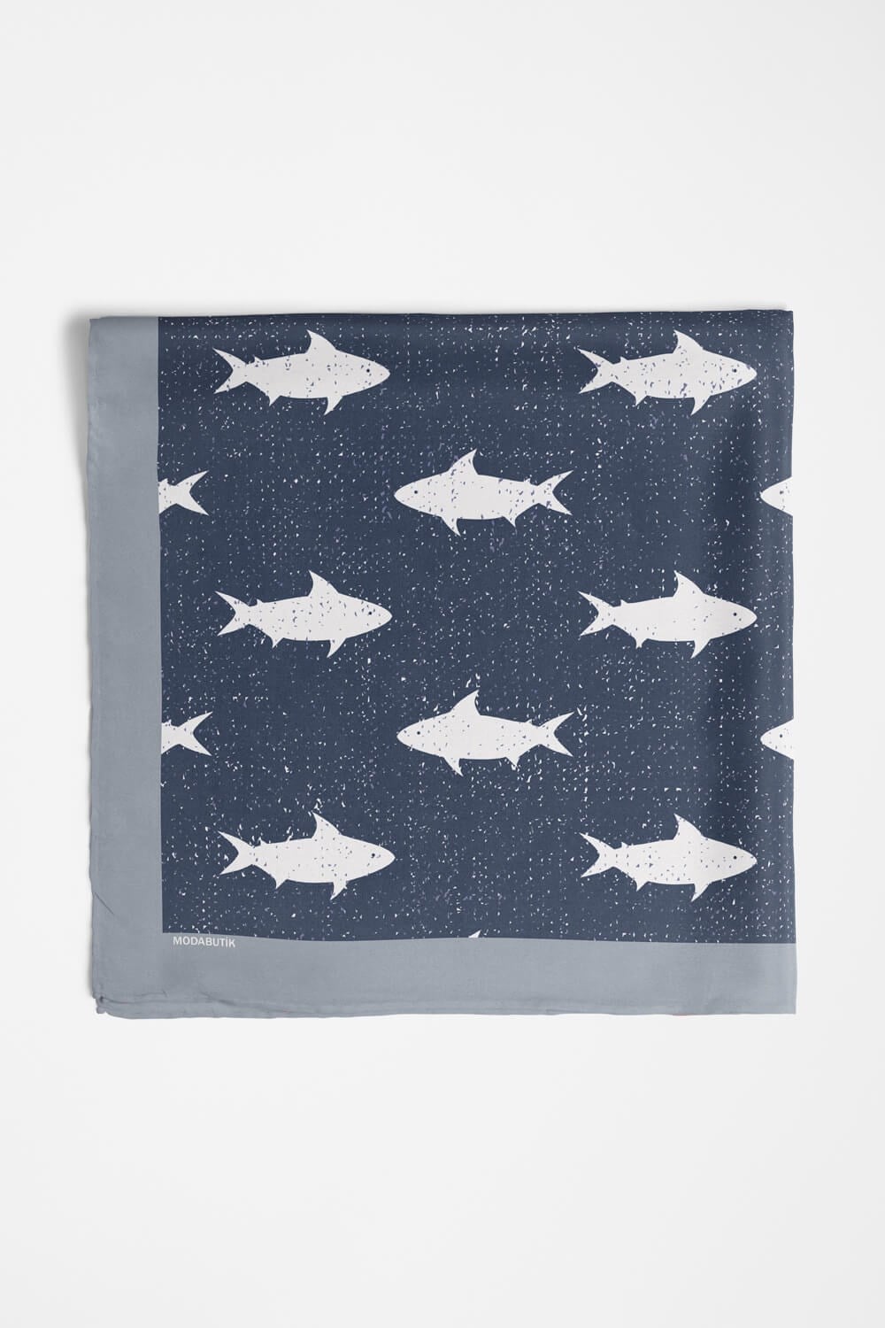 Violla Y59 Kadın Shark  Desenli Bandana 50x50 Mavi DG0134-22