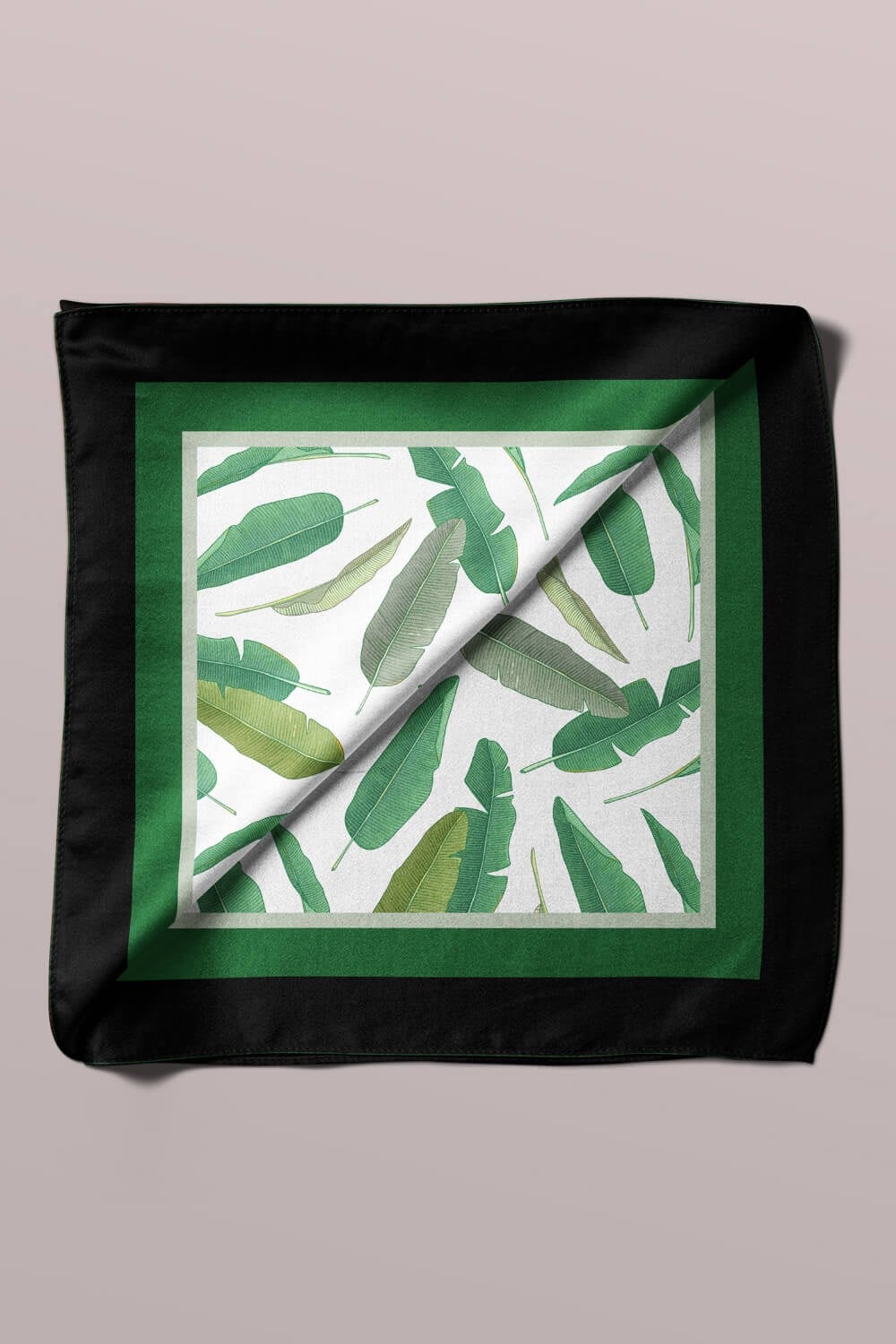 Violla D38 Kadın Yeşil Yaprak Desenli 50x50 Bandana HYL DG01680-22