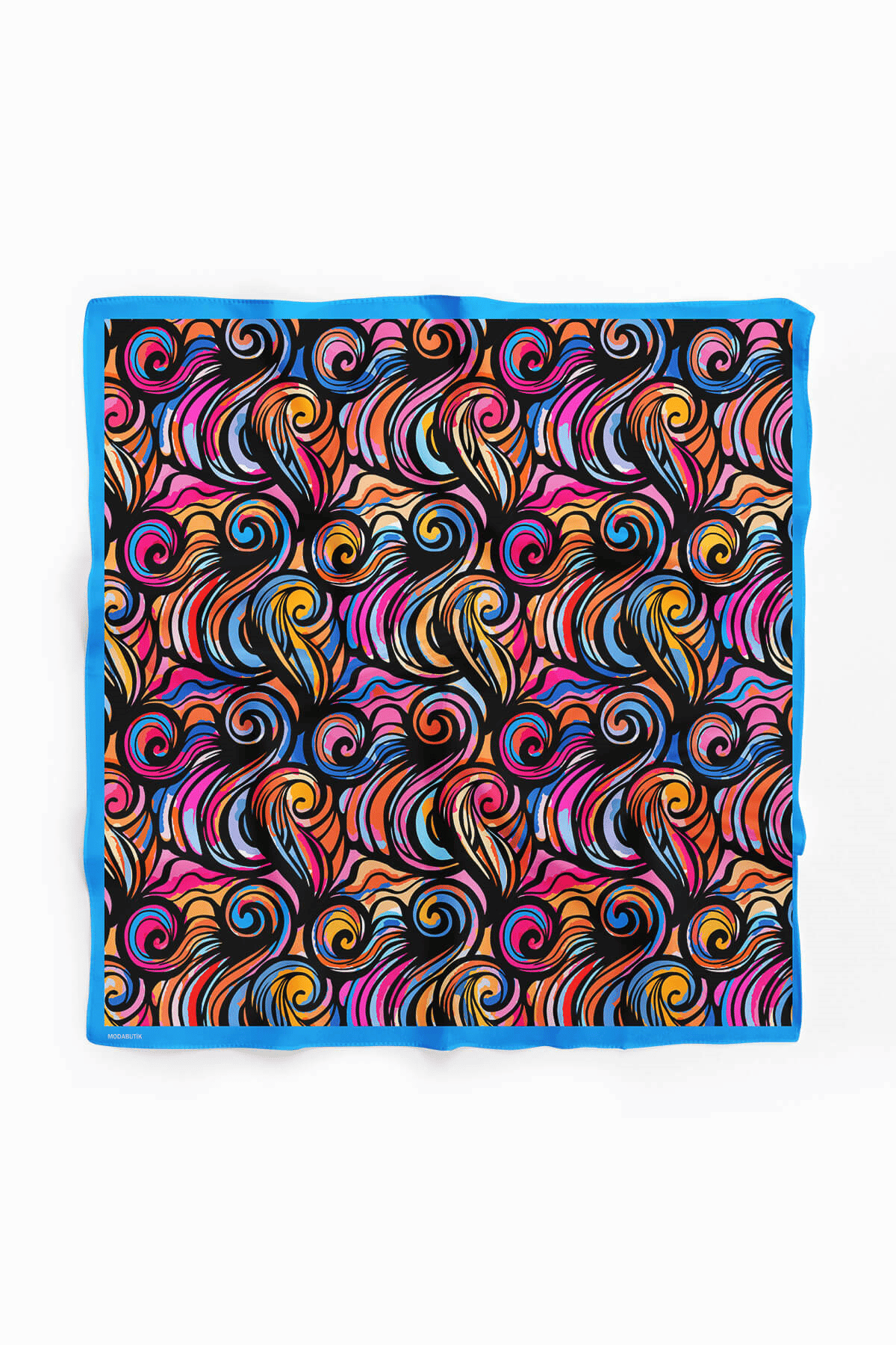 D48 Kadın Egzotik Desenli Bandana 50x50 Mor DG0291-22