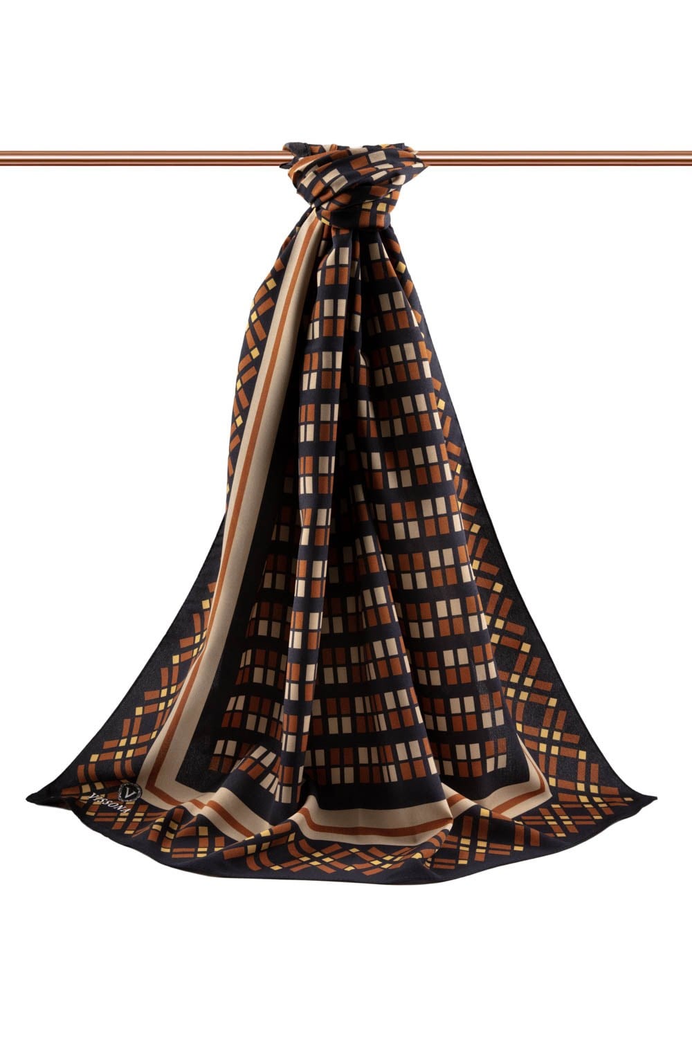 KREP KARE DESENLİ TABA RENKLİ 75X195 KIRIŞMAZ ŞAL