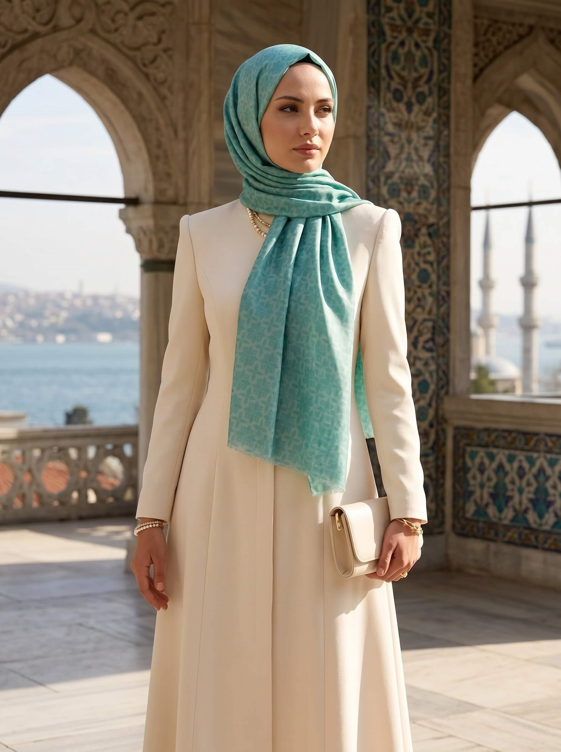 %100 Saf İpek Şal İnce Saten Vual Dokuma Jakar Desenli 90x210 Şal