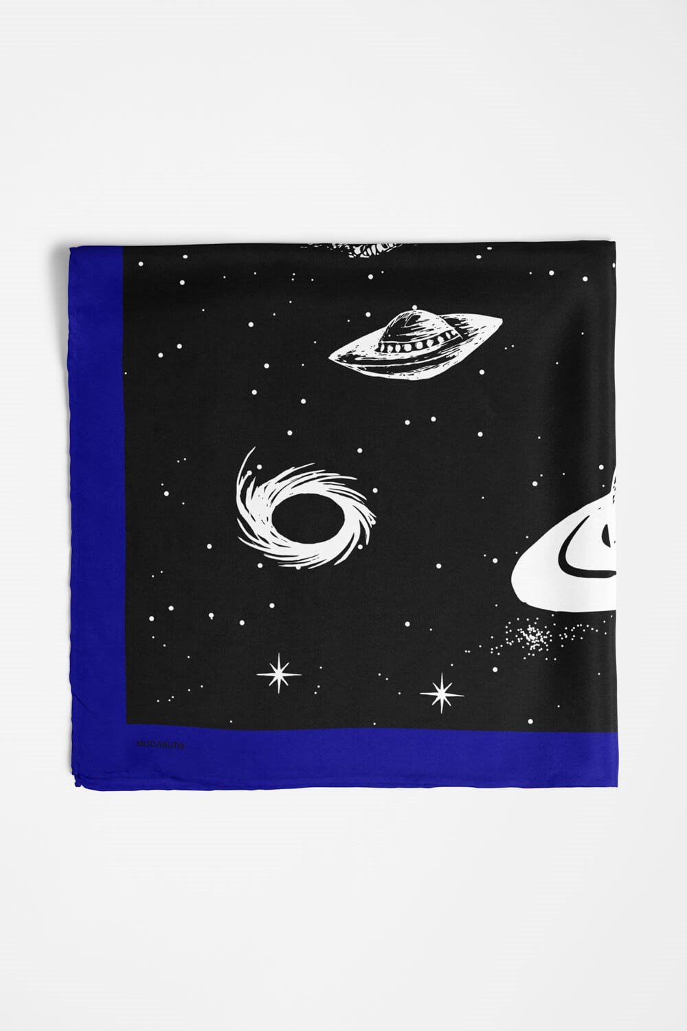 Violla Z96 Kadın Gezegen Desenli Bandana 50x50 Siyah Beyaz DG0320-22