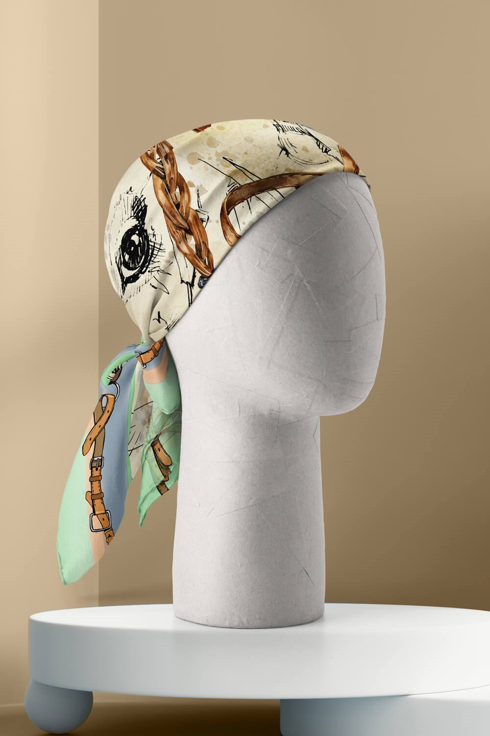 Violla E98 HORSE WATERCOLOR VINTAGE TASARIM BANDANA