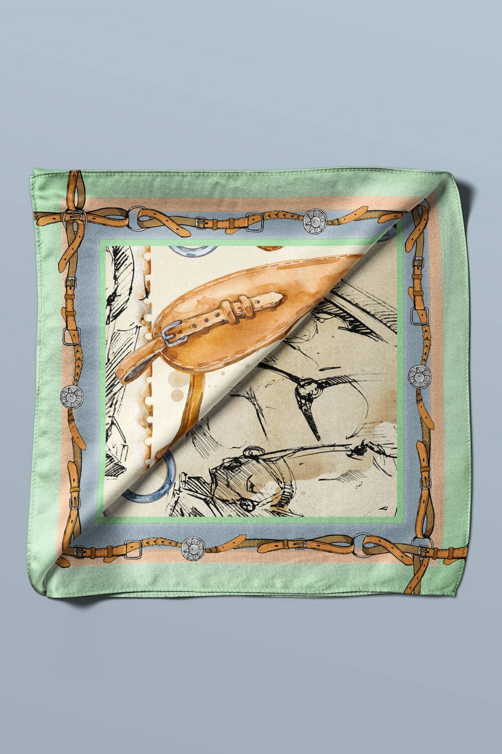 Violla E98 HORSE WATERCOLOR VINTAGE TASARIM BANDANA