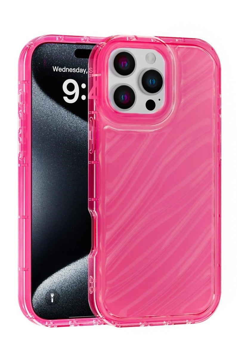 iPhone 16 Pro max Kılıf – Kabartmalı Parlak Desenli Darbe Emici Silikon Telefon Kılıfı