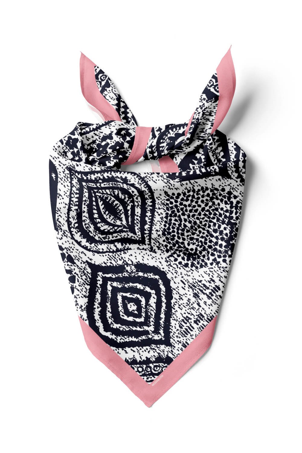D101 Kadın Etnik Desenli Bandana 50x50 Siyah DG0177-22
