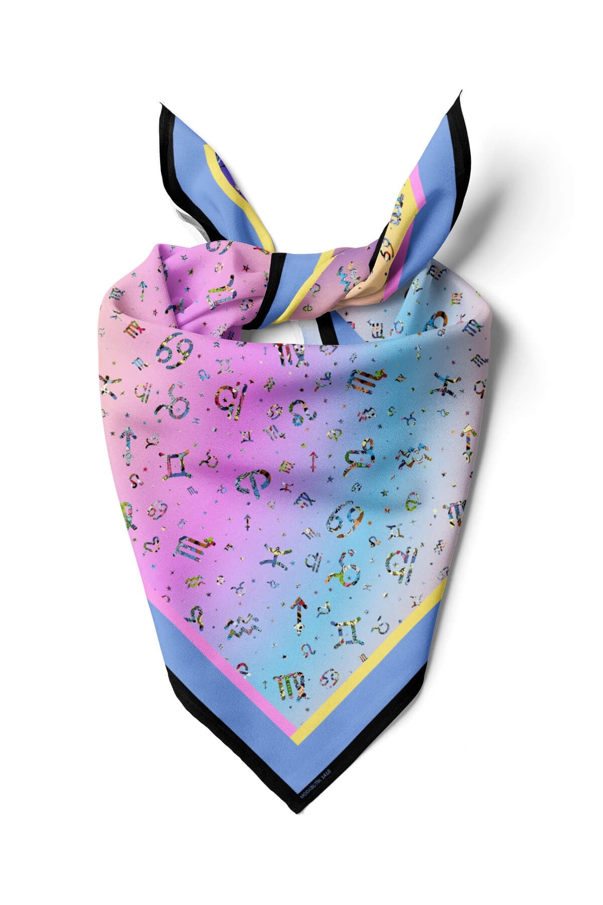 Violla G28 Kadın Mavi Number Desenli 50x50 Bandana HYL DG01418-22