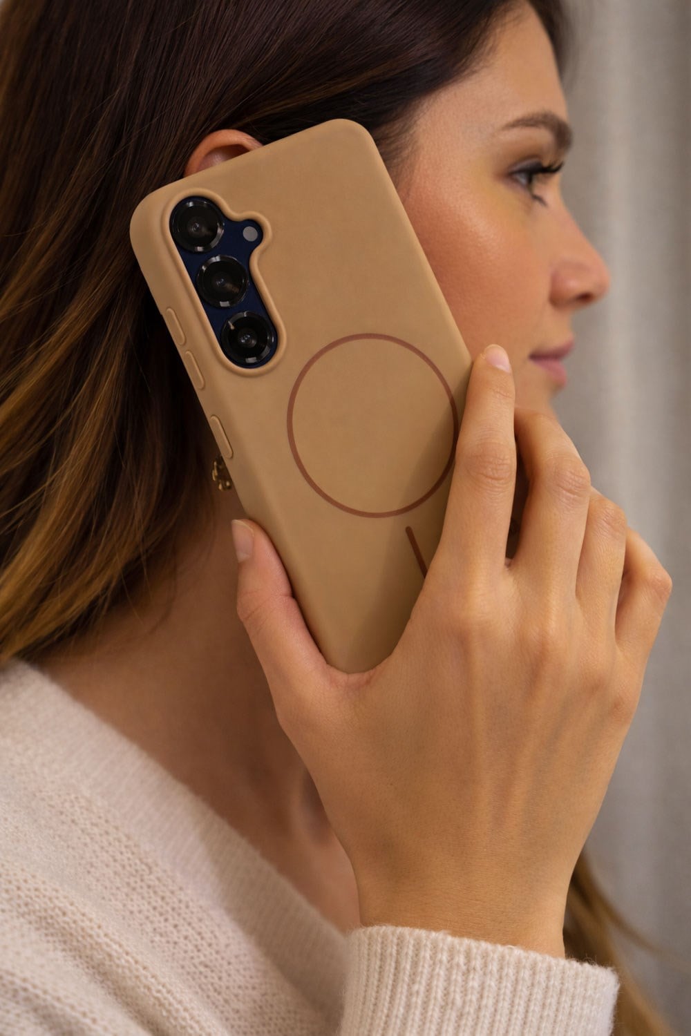 Samsung Galaxy S23 Plus Kılıf – İçi Kadife – MagSafe Uyumlu – Camel Renk – Telefon Kılıfı