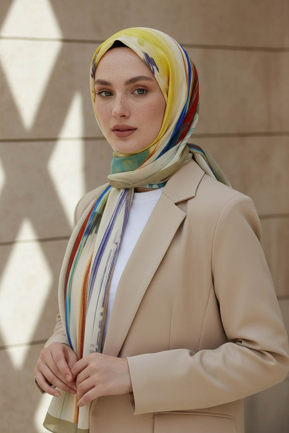 KREP ÇİZGİ DESENLİ KIRMIZI RENKLİ 75X195 KIRIŞMAZ ŞAL