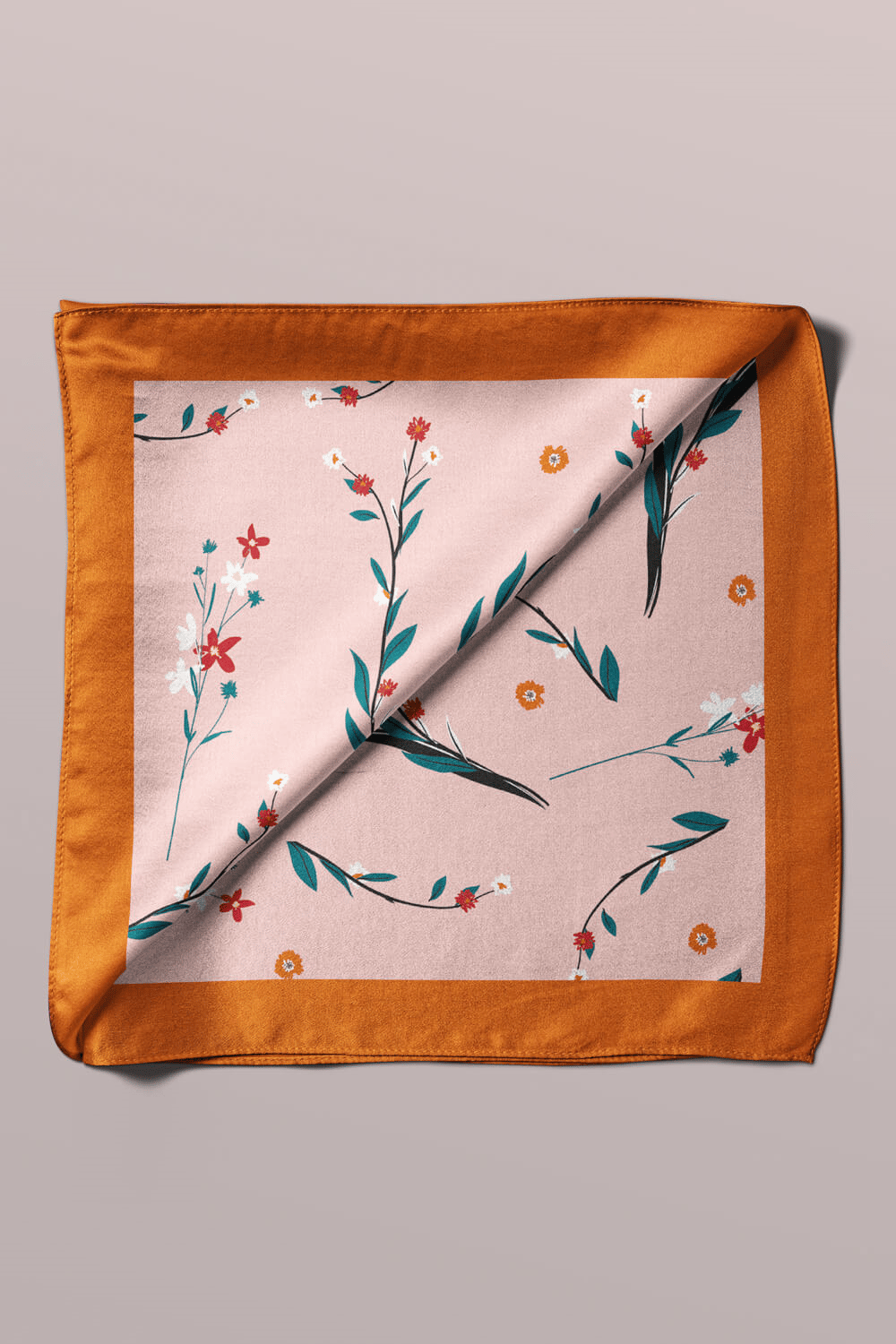 Y88 Kadın Flow Desenli Bandana 50x50 Pudra DG0170-22 Snz