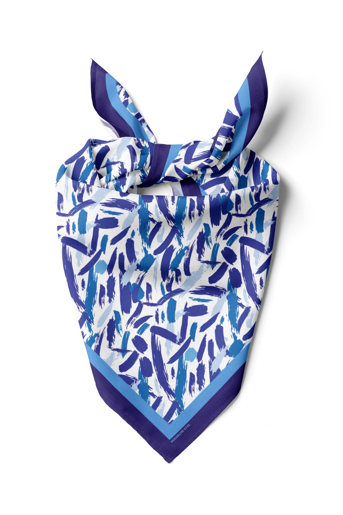 Violla F27 Kadın Mavi Yağlı Boya Desenli 50x50 Bandana HYL DG0741-22