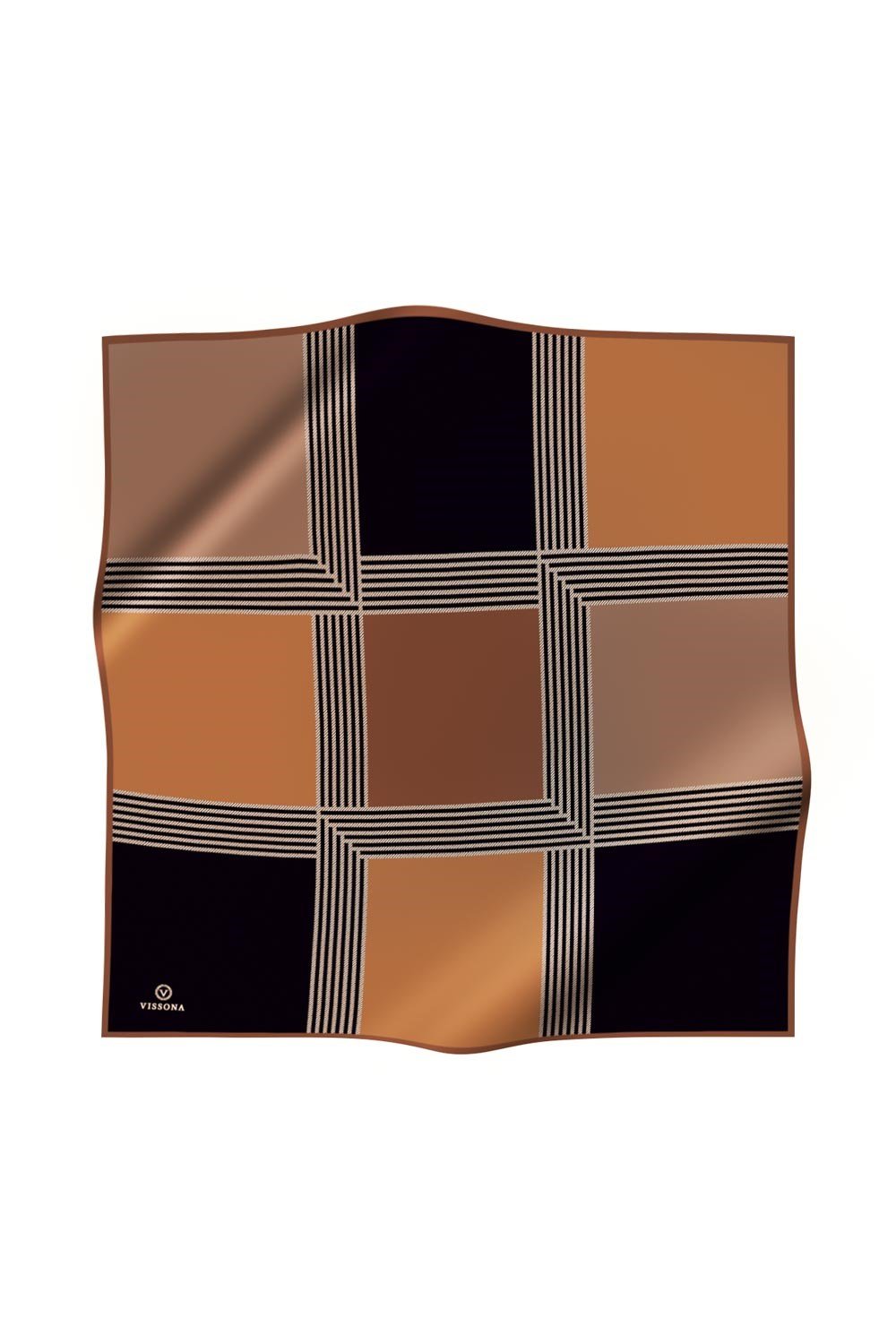% 57 İPEK % 43 VİSKON Twill İpek Geometrik Desenli Hardal Renkli 90x90 Eşarp Dikim Şekli : El Dikişi