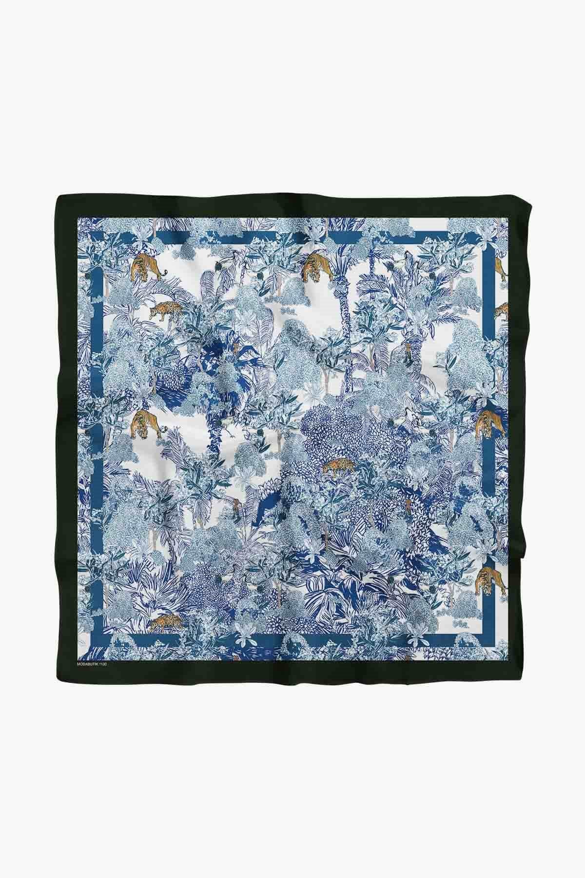 Violla V45 Kadın Açık Mavi Lacivert Arbore Desenli 50x50 Bandana HYL DG01130-22