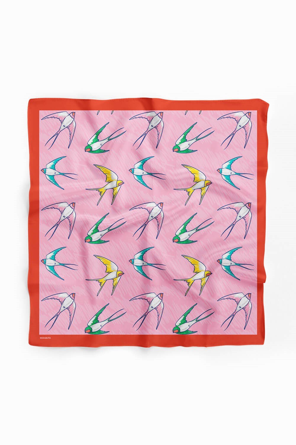 Violla B45 Kadın Kuş Desenli Bandana 50x50 Pembe DG0410-22