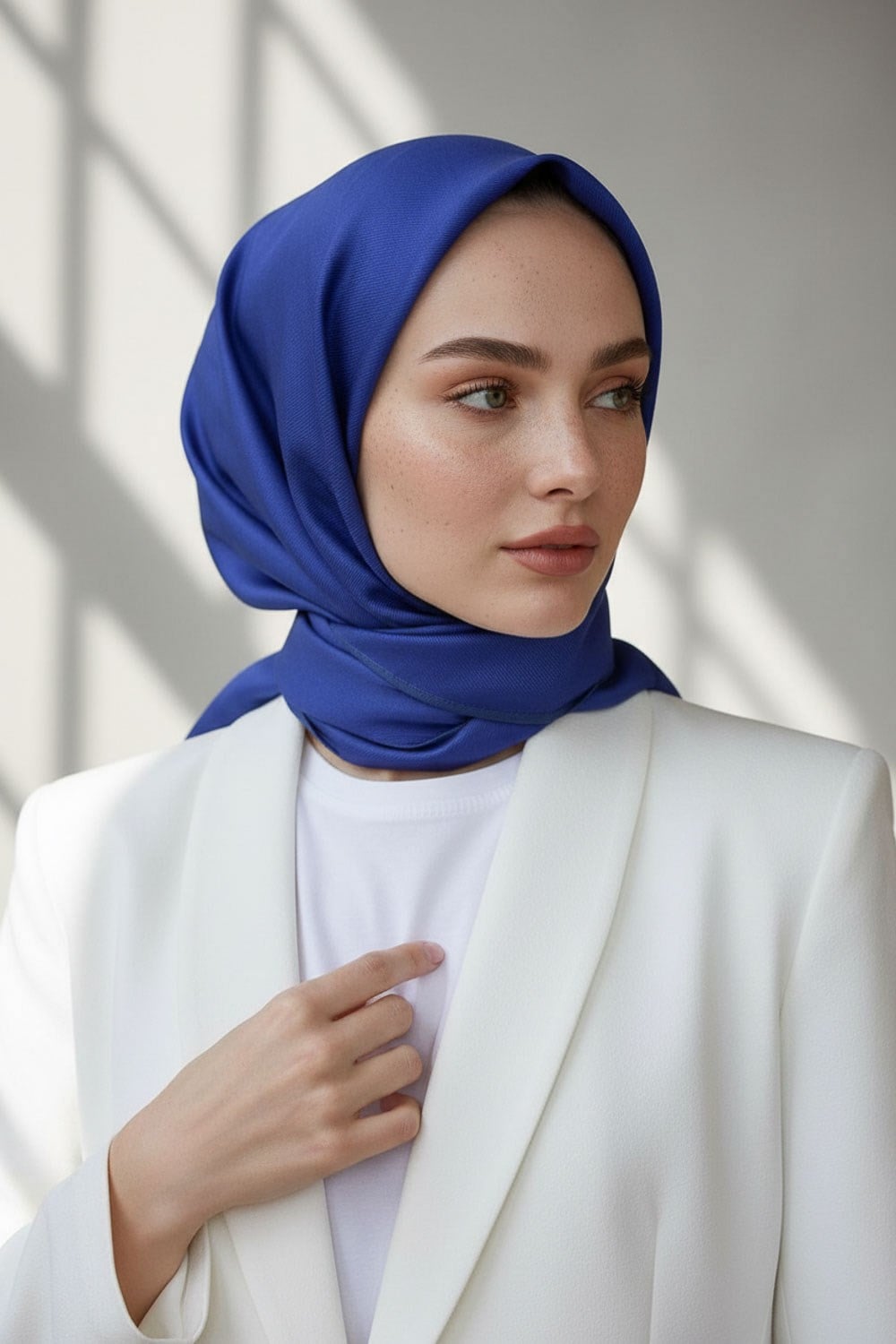 %100 Twill İpek Düz Parliement Mavisi Renkli Daha Tok Exclusive Serisi 90x90 Eşarp Dikim Şekli : El Dikişi