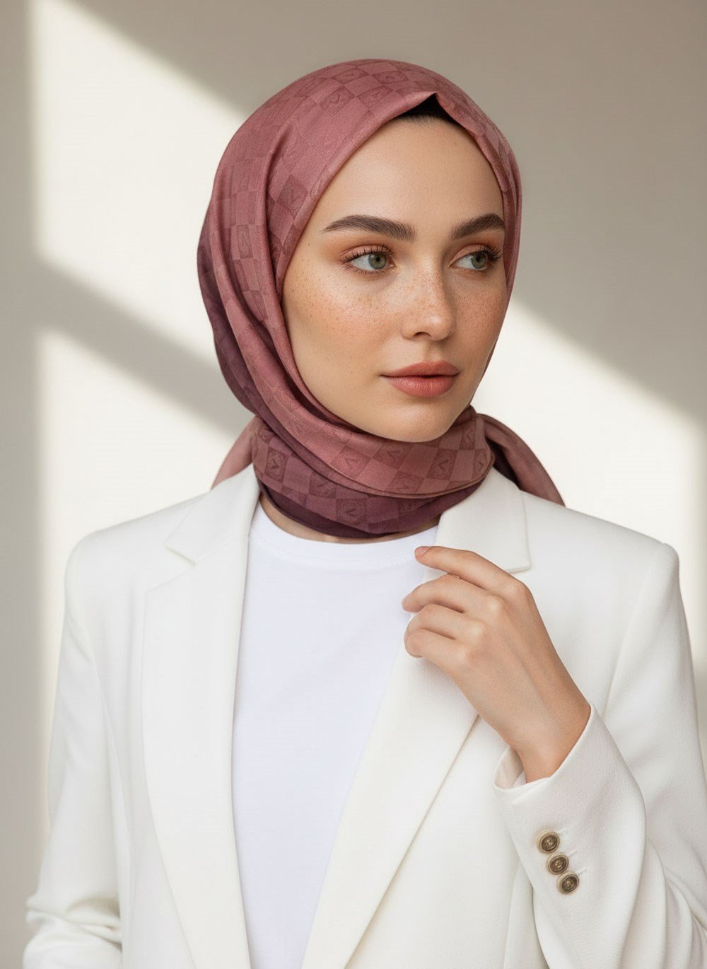 Vissona %57 İPEK %43 PAMUK Degrade Desenli Bakır Renkli Şal -  70x190 Dikiş Tipi İtalyan Dikişli