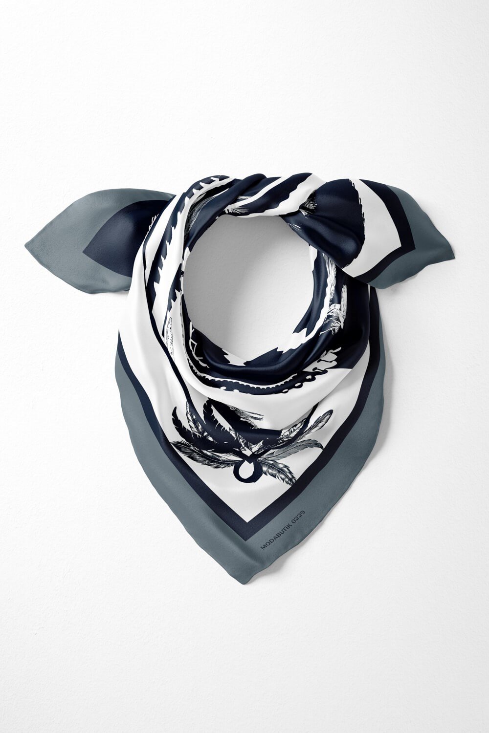 Violla D50 Kadın Etnik Desenli Bandana 50x50 Lacivert DG0229-22 Snz