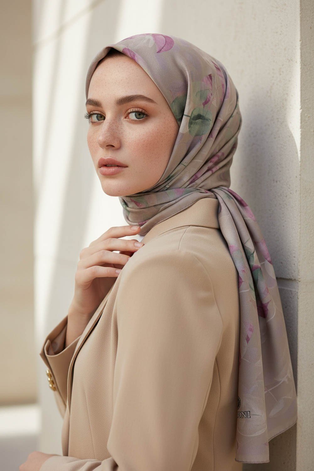 KREP SONBAHAR DESENLİ PEMBE RENKLİ 75X195 KIRIŞMAZ ŞAL