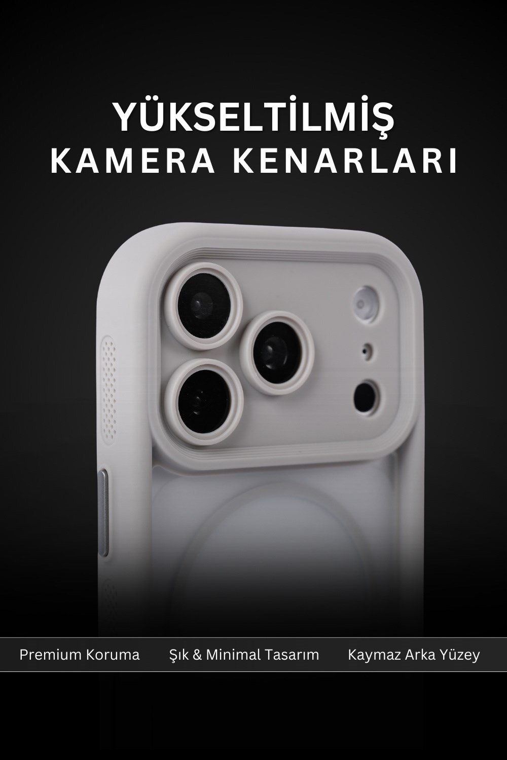 iPhone 17 Pro Max Kılıf – Kamera Korumalı – MagSafe Uyumlu – Gri Renk – Mat Silikon Telefon Kılıfı