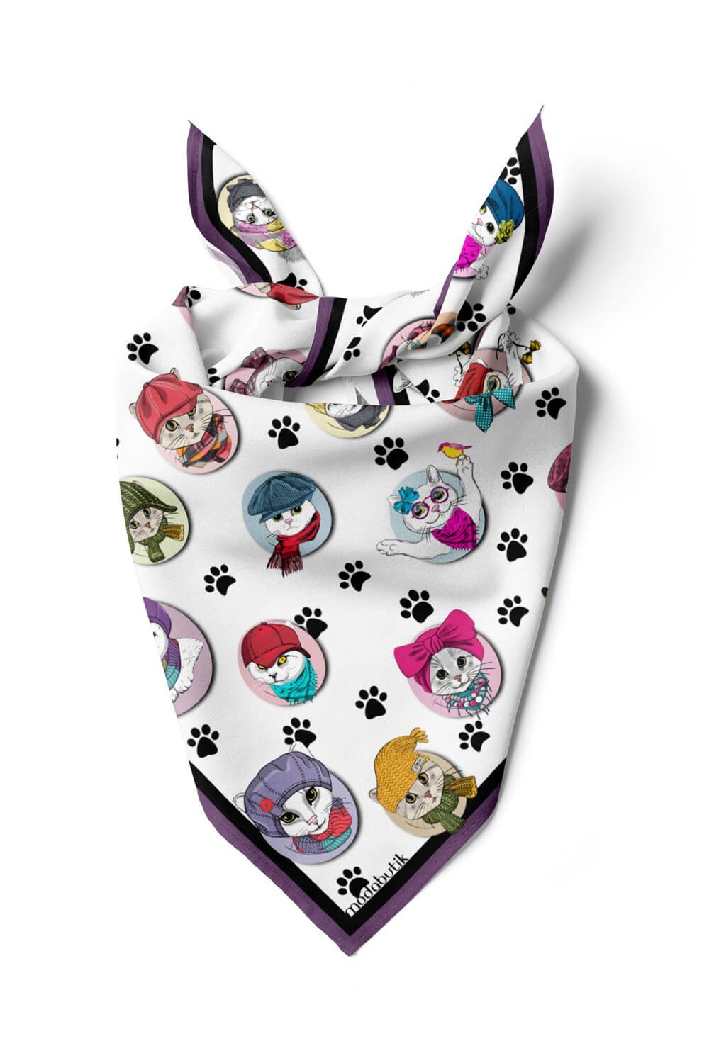 Violla Kedi Desenli Bandana
