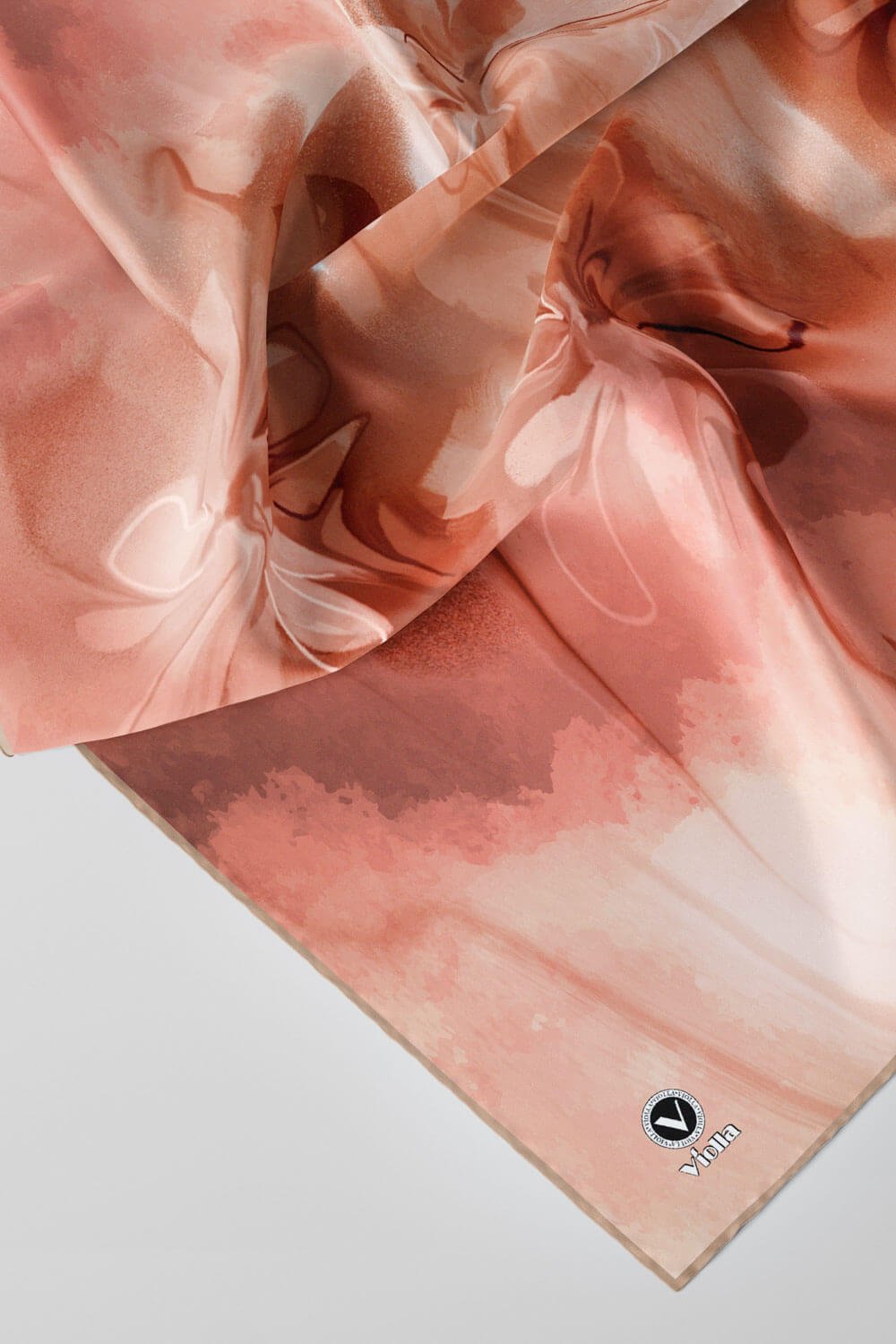 Twill Batik Çiçek Desenli Somon Renkli 90x90 Eşarp (İpek İçermez) Kenar Dikiş Şekli El Dikişli