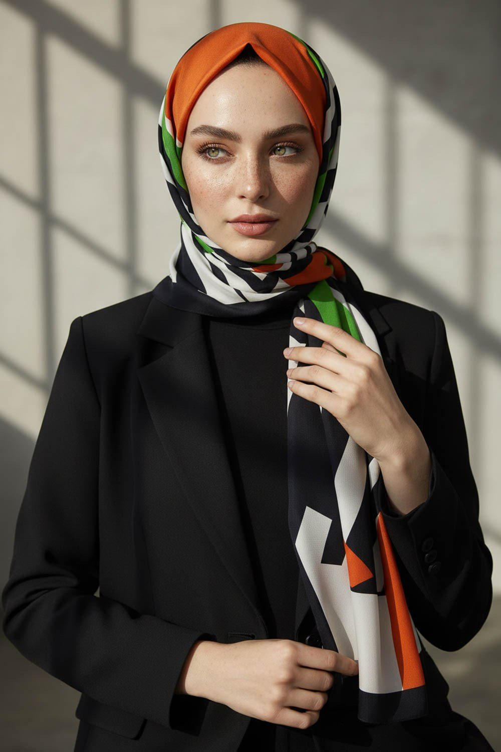 KREP DESENLİ ZÜMRÜT YEŞİLİ RENKLİ 75X195 KIRIŞMAZ ŞAL