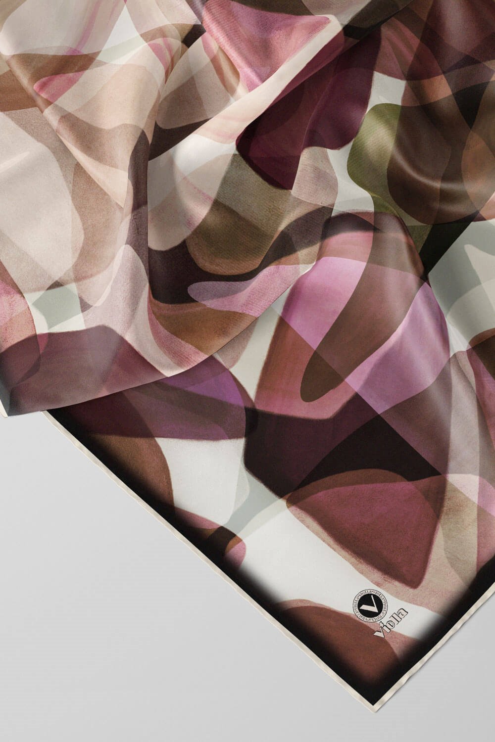 Twill Geometrik Batik Desenli Mürdüm Renkli 90x90 Eşarp (İpek İçermez) Kenar Dikiş Şekli El Dikişli