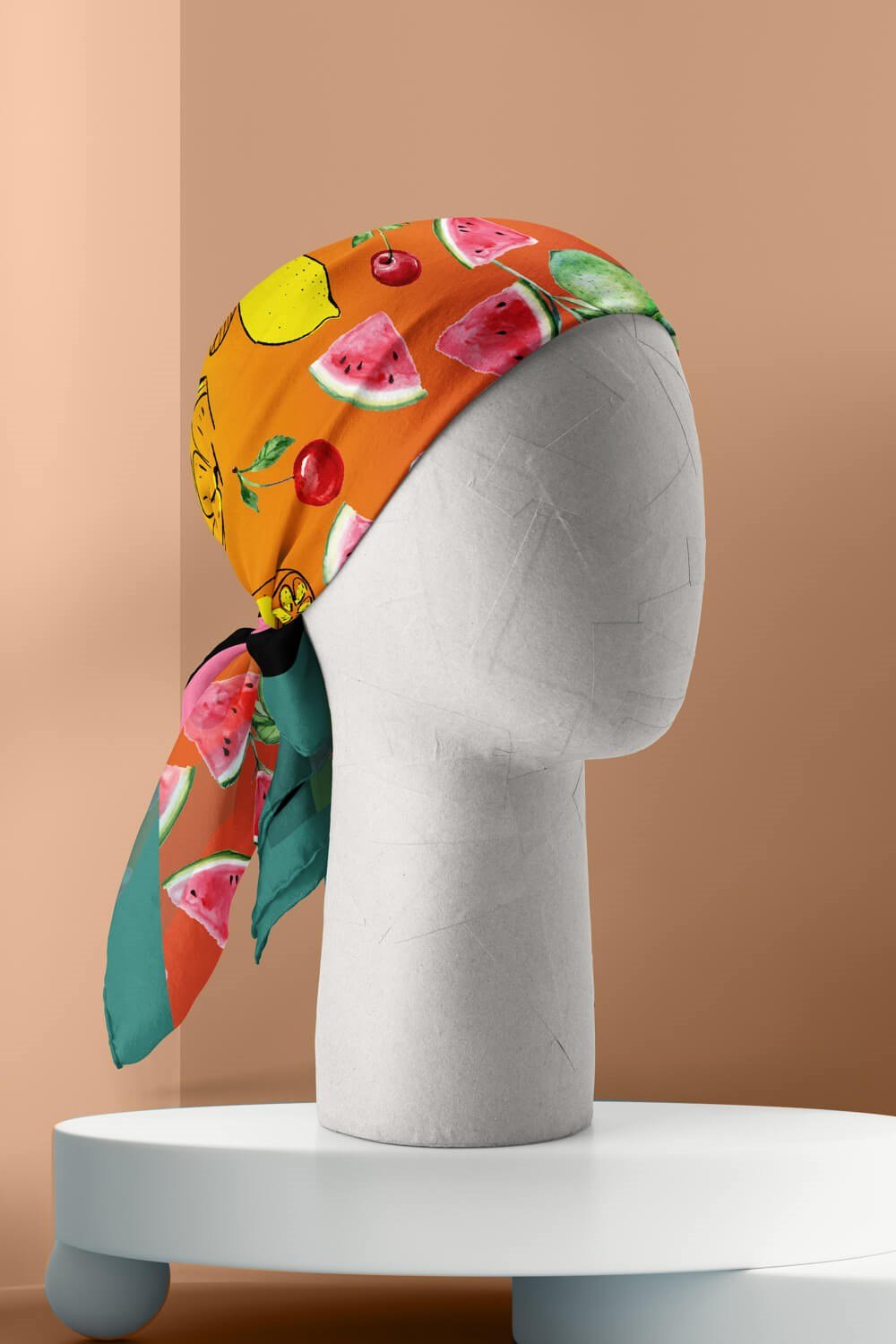 Violla G59 Kadın Kırmızı Fruits Desenli 50x50 Bandana DG01456-22