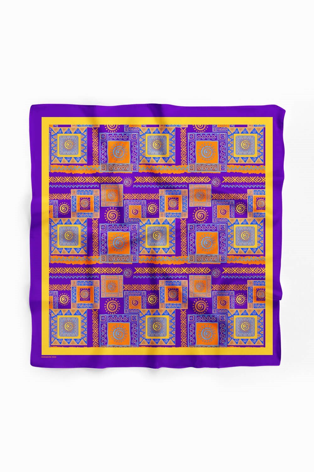 Violla H16 Kadın Mor Sarı Ethnic Patch Desenli 50x50 Bandana