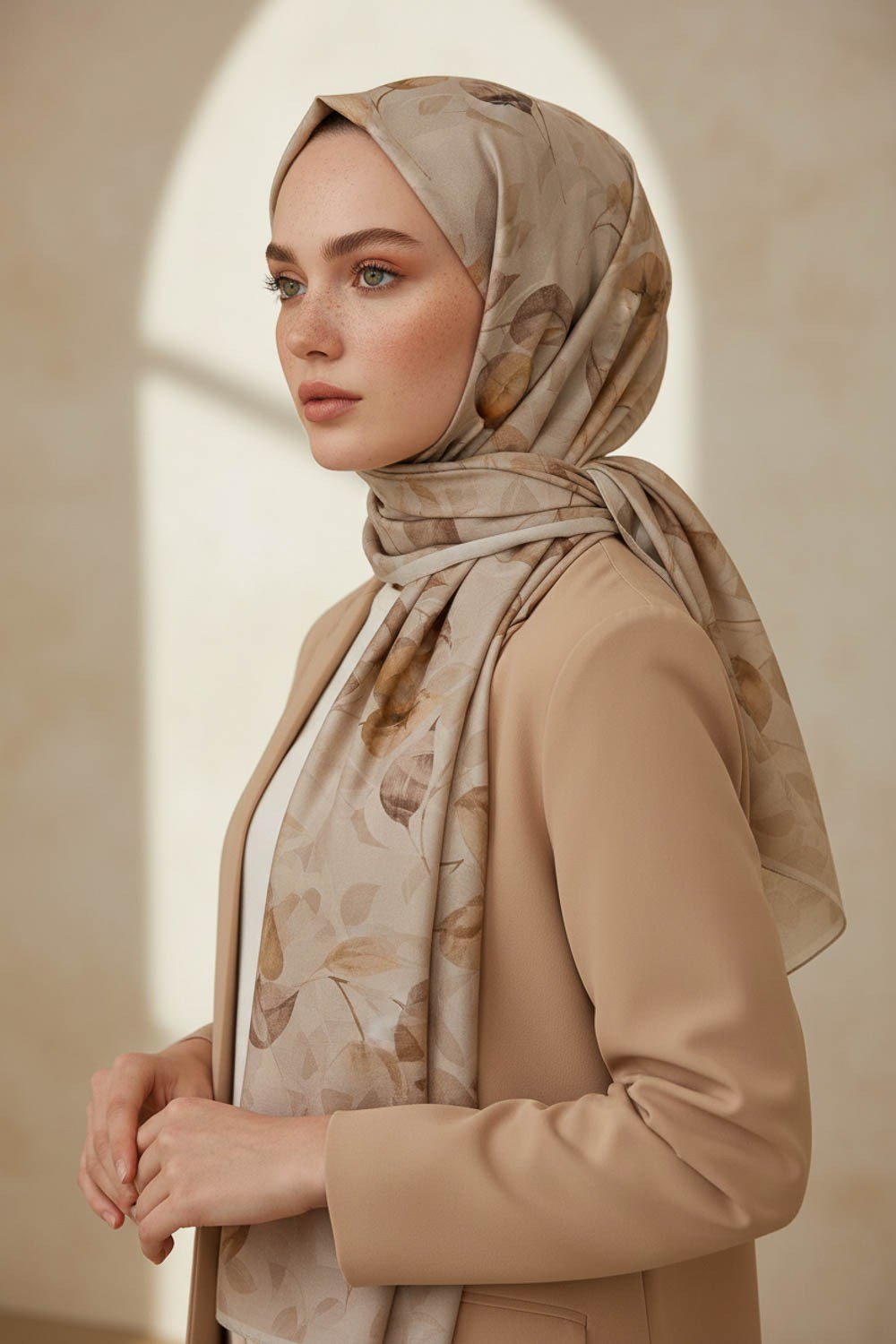 KREP SONBAHAR DESENLİ GOLD RENKLİ 75X195 KIRIŞMAZ ŞAL