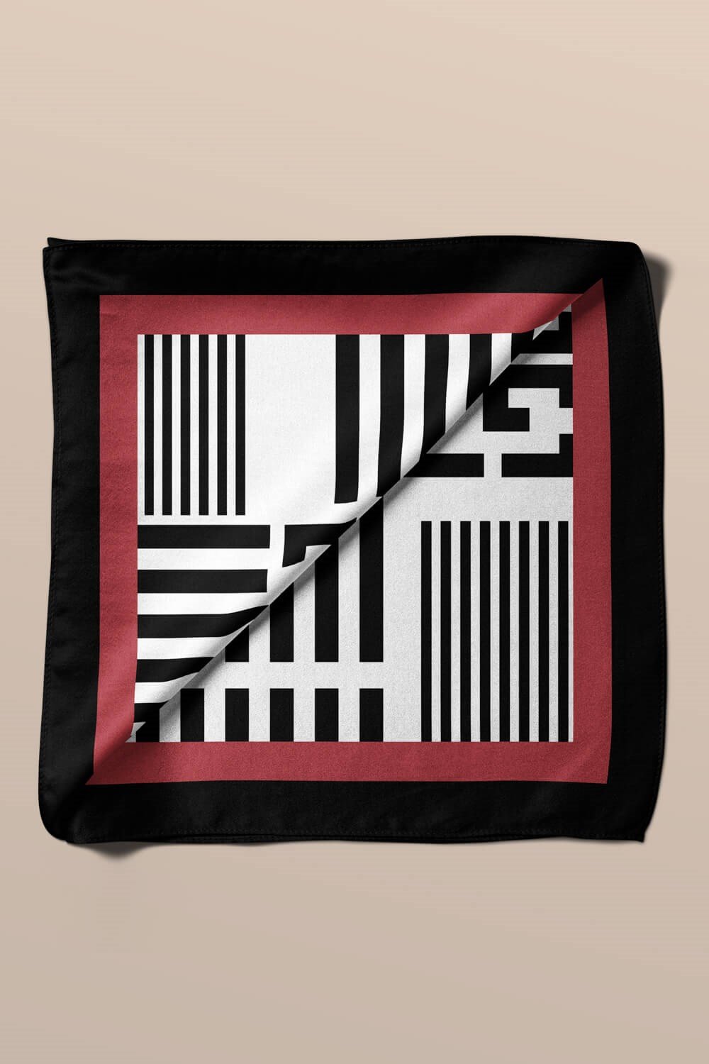 Violla Kadın Siyah Beyaz Geometrik Desenli 50x50 Bandana HYL DG01510-22
