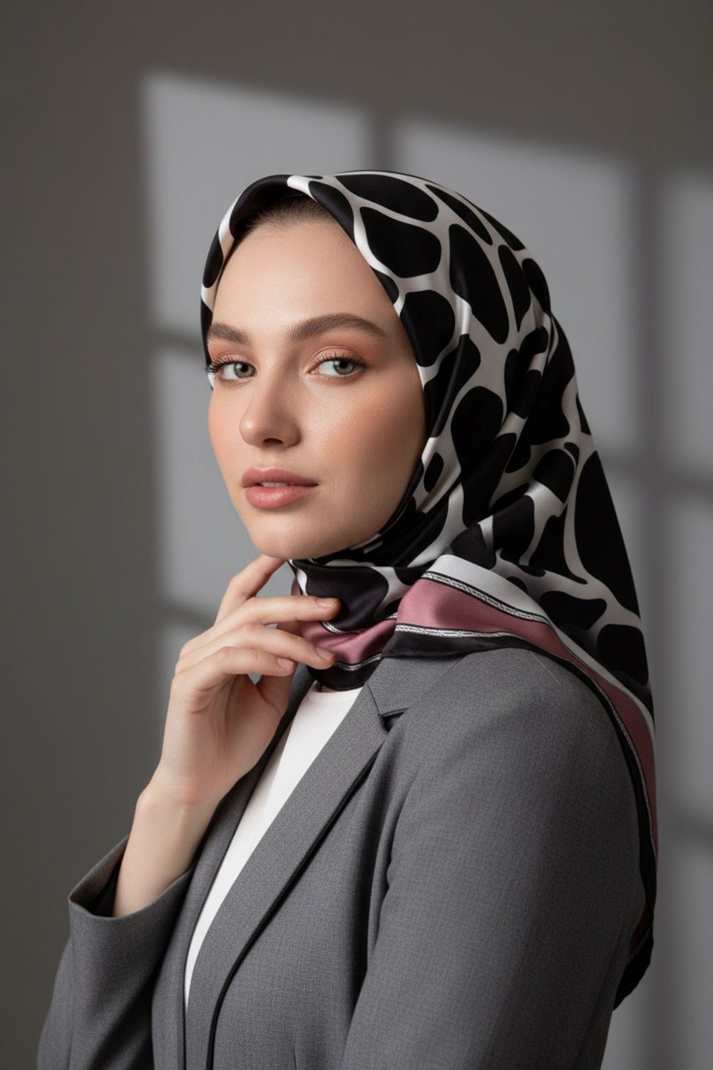 Kristal Taş Desenli Gül Kurusu Renkli 90x90 Eşarp (İpek İçermez) Dikim Şekli : El Dikişi