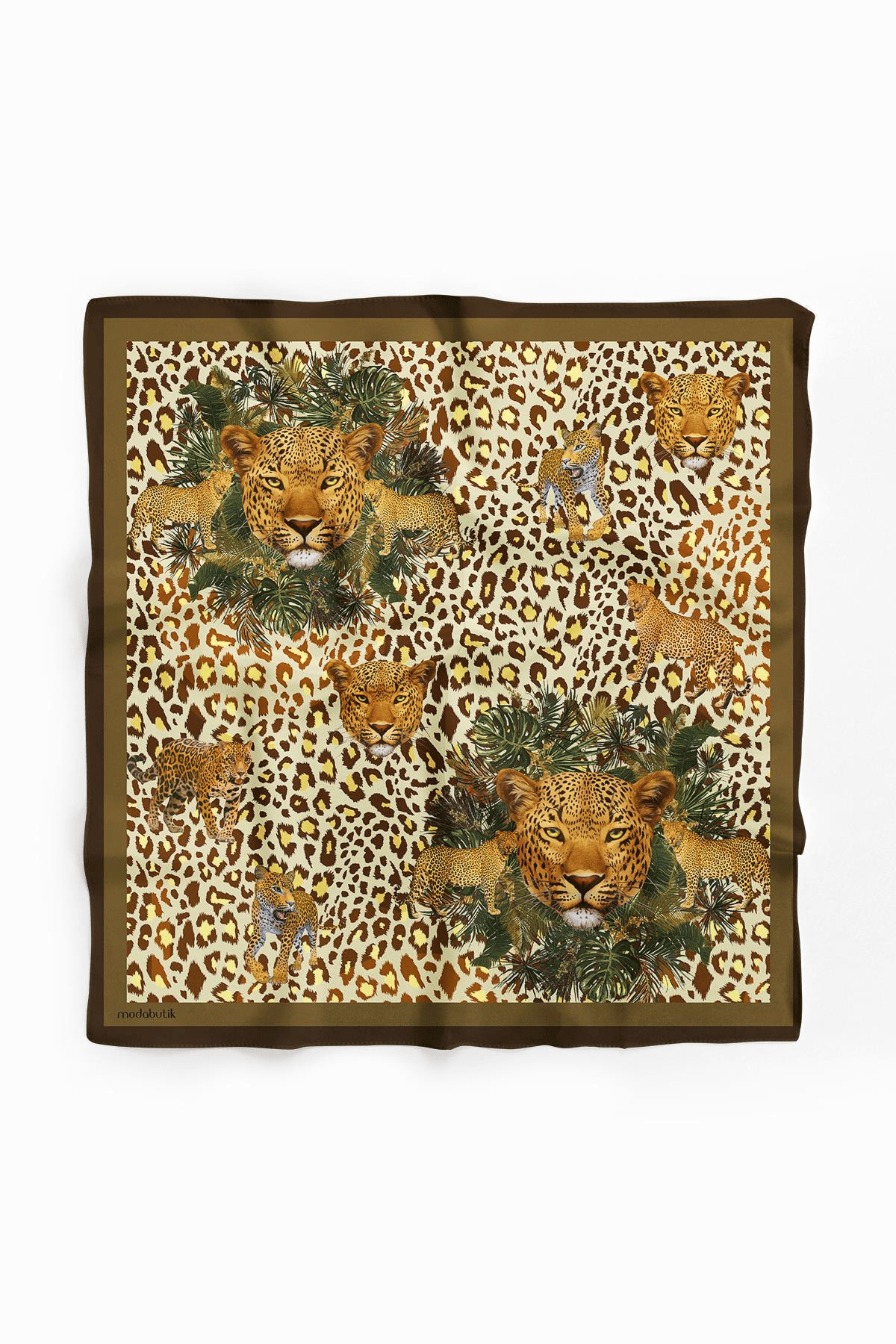D58 Kadın Kaplan Desenli 50x50 Bandana HYL DG01288-22