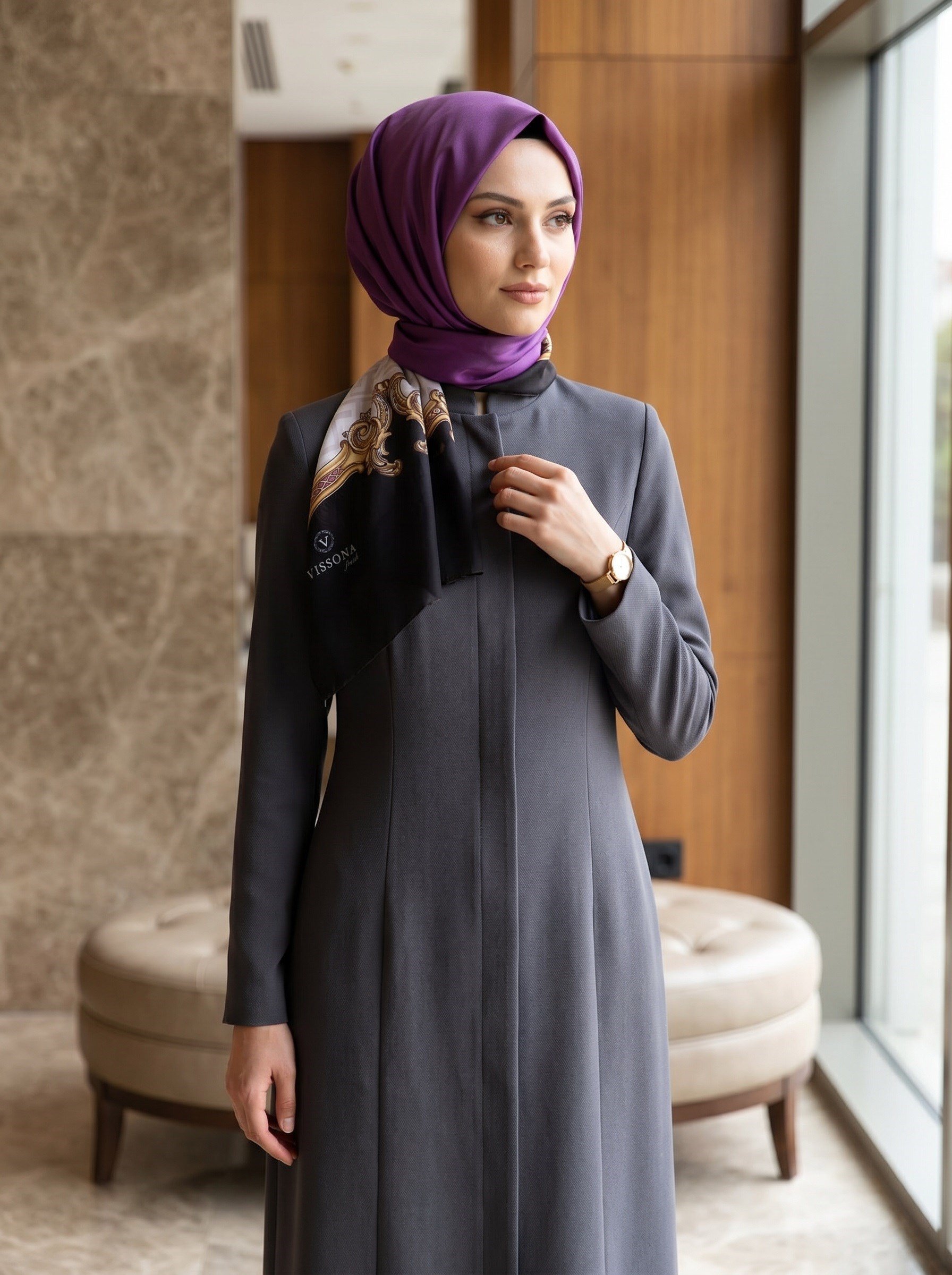 %100 Saf İpek Şal İnce Saten Vual Dokuma Barok Desenli 90x210 Şal